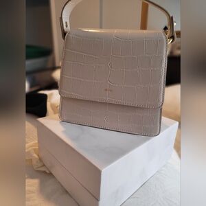 JW PEI Beige Croc-Embossed Shoulder Bag